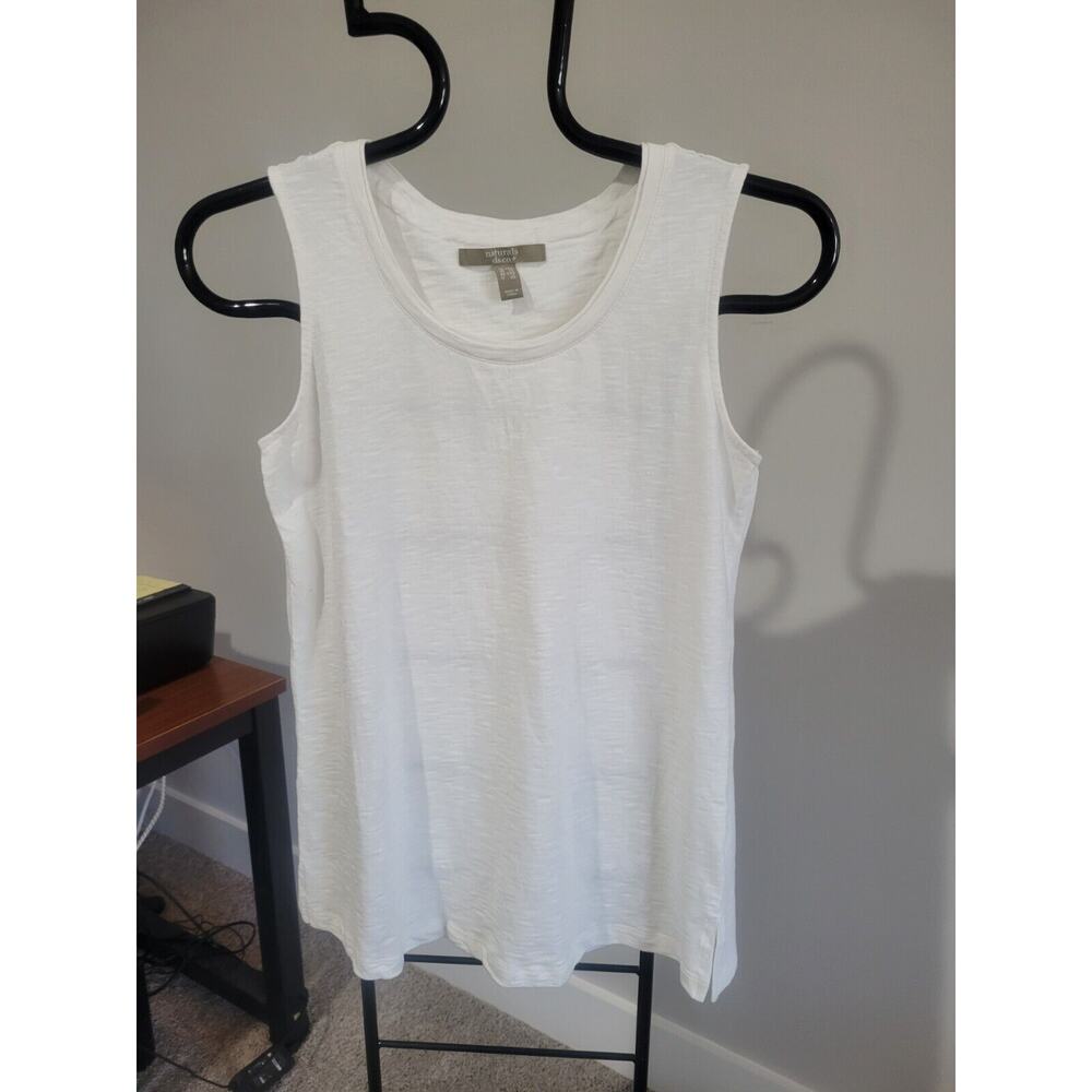 Denim & Co White Naturals Size XXS Linen Blend Scoop Neck Tank A647877 NWOT